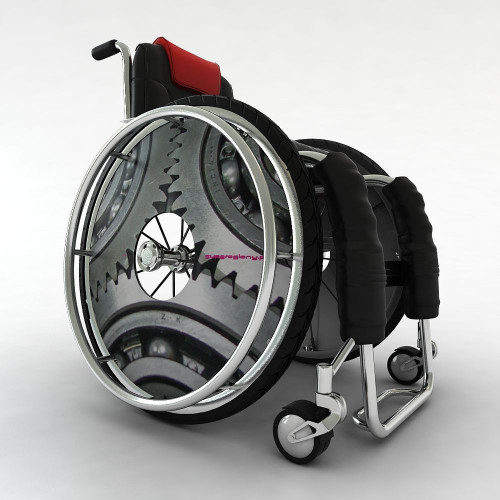 Wheelchair wheel spoke cover steel gears