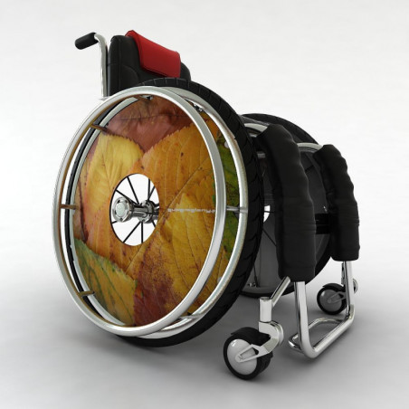 Wheelchair wheel spoke cover autumn tree leaves