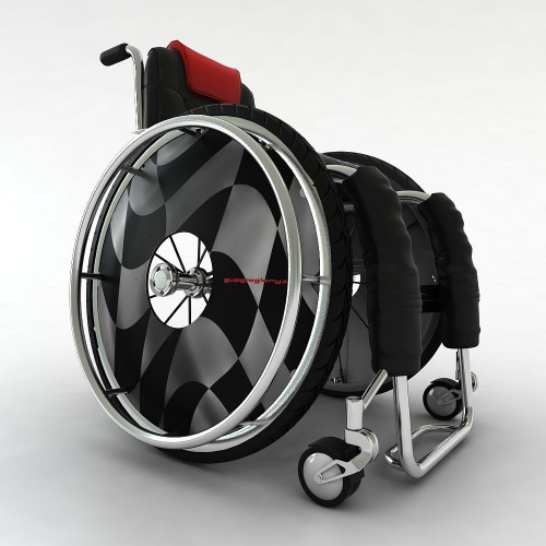Wheelchair wheel cover starting flag