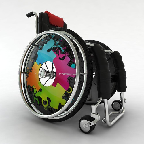Wheelchair spoke cover colorful puzzle