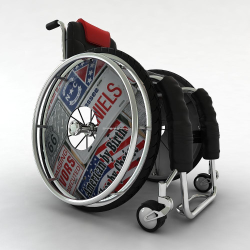 Wheelchair wheel cover license plate