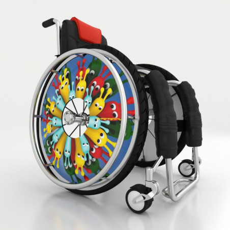 Wheelchair spoke covers with colorful worms