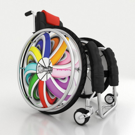 Wheelchair spoke covers, colorful spirals