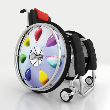 Wheelchair wheel spoke covers, colorful balloons