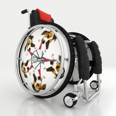 Wheelchair wheel spoke cover - cheerful spotted dog