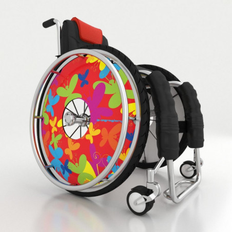 Wheelchair spoke covers with colorful butterflies