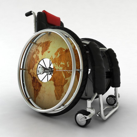 Wheelchair wheel spoke cover world map