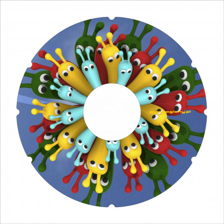 Wheelchair spoke covers with colorful worms