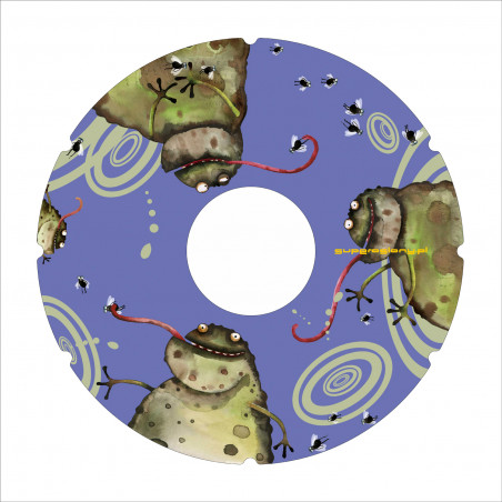 Wheelchair spoke covers with cheerful frogs