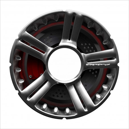 Wheelchair wheel cover, aluminum alloy rim with red calipers