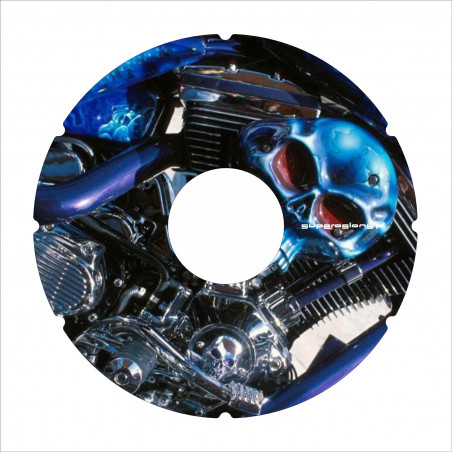 Wheelchair wheel cover for Harley Davidson motorcycle engine