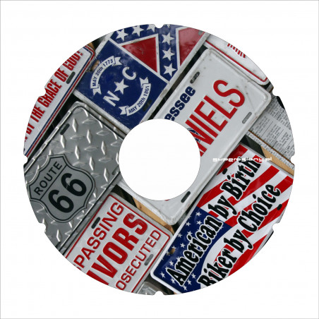 Wheelchair wheel cover license plate